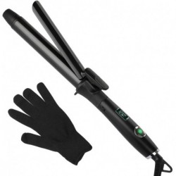 Qotian Curling Iron, 1.1 Inch Curling Wand with Tourmaline Ceramic Coating, Professional Curling Iron with Protective Glove, Instant Heat up to 455℉, Dual Voltage for Traveling