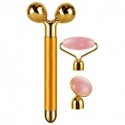 YUHUO 3-IN-1 Electric Jade Roller Vibrating Facial Roller & Face Massager, Rose Quartz