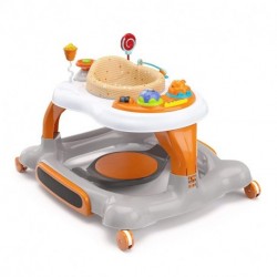 kepitc 3-in-1 Activity Walker and Rocker with Jumping Board and Feeding Tray, Interactive Walker with Toy Tray and Jumping Board for Toddlers and Infants- Orange